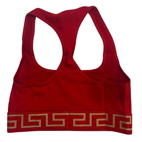 M2-42 VERSACE Women's Greca Sports Bra Cotton Soft Stretch Red Size 1/XS - Picture 2 of 9